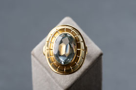 Vintage Ring Gold Blautopas, Gelbgold, Cocktailring, silber, Vintage Schmuck, fairer Schmuck, nachhaltiger Schmuck, Unikatschmuck, Schmuck aus Deutschland, mishmish Schmuck, Geschenk Frau, aus alt mach neu Schmuck, shop local