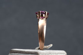 Vintage Ring mit Zirkonia, pink, rosa, Solitär, 925 Silber, mit 18k Roségold plattiert (20 Milliém), Ringgröße 53,5, mishmish Unikatschmuck, Ring Rotgold, Schmuck lokal München, nachhaltiger Schmuck, Schmuck upcycling, refurbished