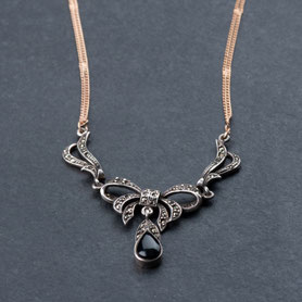 Vintage Collier Markasite, 835 silber mit 18k Rosegold plattiert, mishmish Unikatschmuck