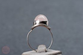  Vintage Ring mit ovalem Rosenquarz Cabochon, teilgeschwärzt, 925 Silber, Ringgröße 60, Unikat, mishmish 