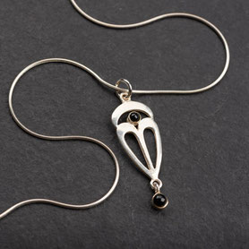 sehr zarte Kette, Schlangenkette, 40cm, 925 Silber, Anhänger Art Deco Onyx, Vintage Kette Silber, 20er Jahre, minimalistisch, nachhaltiger Schmuck, Vintage Schmuck, individueller Schmuck Silber, Unikatschmuck, Schmuck lokal München