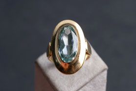 Vintage Ring Topaz blau gruen, 835 silber mit 18k Gold plattiert, mid century, Geschenk Frau, nachhaltiger Schmuck, Unikatschmuck, Schmuck aus Deutschland, mishmish Schmuck, Geschenk Frau, aus alt mach neu Schmuck, shop local