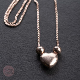 Venezianer Kette Herz Kugeln Rosegold, Rotgold, Anhänger Kugeln, Herz Kette, Liebesschmuck, Silber, Geschenk Jahrestag, Geschenk Geburt, Vintage Schmuck, individueller Schmuck, nachhaltiger Schmuck, mishmish Unikatschmuck München
