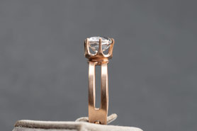 Vintage Ring Bergkristall, Verlobungsring, 60er Jahre Ring, Solitär Ring, Solitaire, mishmish Unikatschmuck, Vintage Ring, Rotgold, Vintage Schmuck, nachhaltiger Schmuck, sustainable jewelry, Schmuck aus Deutschland, Ring Silber