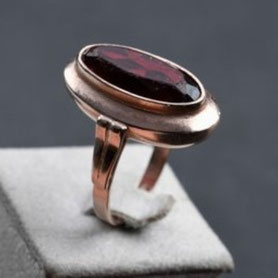 Vintage Ohrringe mit Granat, 835 Silber, mit 18k Roségold plattiert, mishmish Unikatschmuck