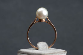 Vintage Ring mit Perle, 835 Silber, mit 18k Roségold plattiert (20 Milliém), Ringgröße 54, mishmish Unikatschmuck