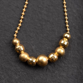 Vintage Collier mit Kugeln, 835 Silber neu mit mit 18k Gelbgold plattiert, mishmish Unikatschmuck