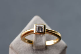 Vintage Ring Solitär, Zirkonia, Gelbgold, Verlobungsring, Valentinstag Geschenk, silber, Vintage Schmuck, fairer Schmuck, nachhaltiger Schmuck, Unikatschmuck, Schmuck aus Deutschland, mishmish Schmuck, Geschenk Frau, aus alt mach neu Schmuck, shop local