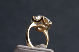 Vintage 60er Jahre Ring Bergkristall, Solitär ring, Gelbgold, silber, fairer Schmuck, nachhaltig, Schmuck aus München