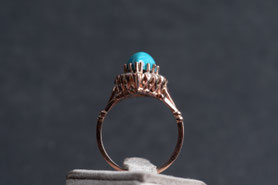 antiker Ring mit Türkis und Barockperlen, 835 Silber neu plattiert mit 18k Roségold, mishmish Unikatschmuck, Vintage Ring, Rotgold, Vintage Schmuck, nachhaltiger Schmuck, sustainable jewelry, Schmuck aus Deutschland, Ring Silber
