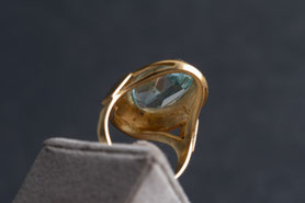 Vintage Ring Topaz blau gruen, 835 silber mit 18k Gold plattiert, mid century, Geschenk Frau, nachhaltiger Schmuck, Unikatschmuck, Schmuck aus Deutschland, mishmish Schmuck, Geschenk Frau, aus alt mach neu Schmuck, shop local