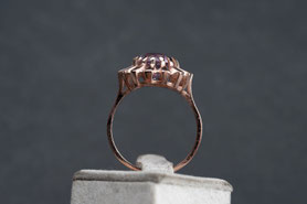 Vintage Ring mit Amethyst, 835 Silber, mit 18k Roségold plattiert (20 Milliém), Ringgröße 54, mishmish Unikatschmuck, Ring Rotgold, Schmuck lokal München, nachhaltig, upcycling, refurbished