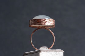 Vintage Ring mit Mondstein Cabochon, 800 Silber neu plattiert mit 18k Roségold, OWO, Ringgröße 54, mishmish Unikatschmuck, Ring Rotgold, Schmuck lokal München, nachhaltig, upcycling, refurbished