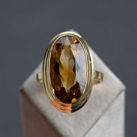Vintage ring Citrin, 835 Silber, mit 18k Gelbgold plattiert, mishmish Unikatschmuck