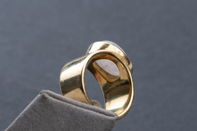 Vintage Ring Regenbogen Mondstein, 925 Silber mit Gelbgold plattiert, Cabochon, Statement ring mishmish