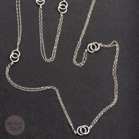 Silberkette minimalistisch, Pulloverkette, Kreise, massiv, 100cm, nachhaltiger Schmuck, Vintage Schmuck, Silberschmuck, individueller Schmuck Silber, Unikatschmuck, Schmuck lokal München, Kette Silber, mishmish 