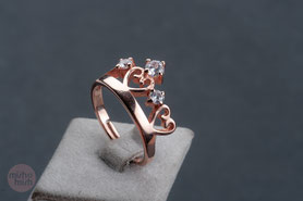 Ring Roségold, mishmish Unikatschmuck, Vintage Ring, Rotgold, Vintage Schmuck, nachhaltiger Schmuck, sustainable jewelry, Schmuck aus Deutschland, Ring Silber,  Ring mit Krone, Krönchenring, Ring Krone und Zirkonia