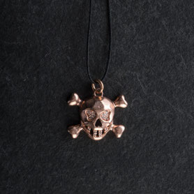 Totenkopf, Anhänger Totenkopf, Bling Bling Skull, Kette mit Schädel, nachhaltig, Unikat, Schmuck, Silber, Roségold, lokal, made in Germany, Kette längenverstellbar, vintage, Anhänger, Totenkopf, Skull, Bling Bling