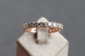 Eternityring mit Zirkonia, facettiert, 925 silber, mit 18k Rotgold plattiert, Memory ring, Vorsteckring, Verlobungsring