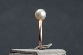 Vintage Ring mit Perle, 835 Silber, mit 18k Roségold plattiert (20 Milliém), Ringgröße 54, mishmish Unikatschmuck