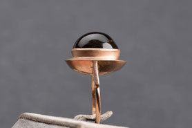 Vintage Ring Rauchquarz, großer Cabochon, 835 Silber, mit 18k Roségold plattiert (20 Milliém), Ringgröße 53,5, Art Deco, mishmish Unikatschmuck, Ring Rotgold, Schmuck lokal München, Vintage Schmuck, nachhaltig, upcycling, refurbished