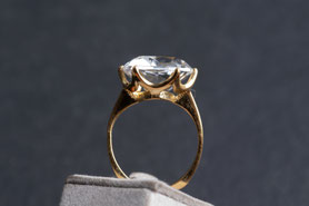 Vintage 60er Jahre Ring Bergkristall, Solitär ring, Gelbgold, silber, fairer Schmuck, nachhaltig, Schmuck aus München