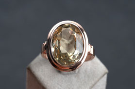Vintage Ring Citrin, 40er Jahre Ring, Solitär Ring, Solitaire, mishmish Unikatschmuck, Vintage Ring, Rotgold, nachhaltiger Schmuck, sustainable jewelry, Schmuck aus Deutschland, Ring Silber