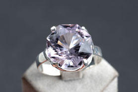 Cocktailing mit zart lila Stein, rosa Stein, Statement ring, 835 Silber, Ringgröße 61, Vintage ring, Einzelstück, mishmish, 50er Jahre 
