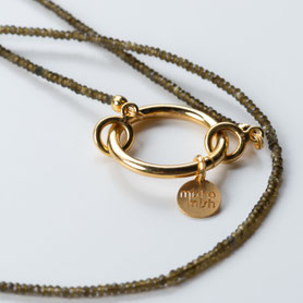 lange Kette Obsidian 2mm facettiert, Länge 80cm, mit Ring für persönliche Anhänger, mishmish Unikatschmuck