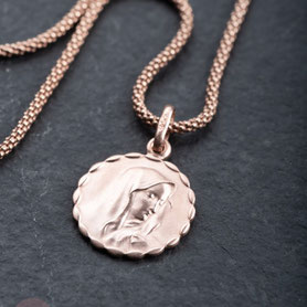 Himbeerkette Anhänger Muttergottes, Rosegold, Rotgold, Kette Madonna, Marienanhänger, Gott schütze dich, Silber, Anhänger Maria, Vintage, Geschenk Kommunion, Kette zur Firmung, nachhaltiger Schmuck, Einzelstück, shop local, mishmish Unikatschmuck