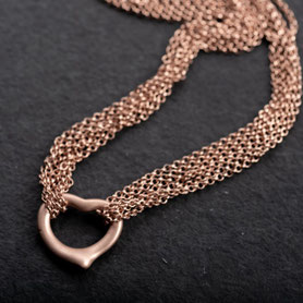 Collier Herz, Kette mehrreihig, Kette 3 Stränge, Vintage Schmuck, individueller Schmuck, Roségold, Unikatschmuck, nachhaltiger Schmuck, Schmuck lokal München, Kette Roségold, Rotgold, mishmish Schmuck, Kette mit Herz Kette 6 Stränge, 