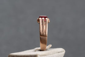 antiker Ring, Rubin synthetisch, 835 Silber mit 18k Roségold plattiert (20 Milliém), Ringgröße 54, verstellbare Größe, Vintage Ring, mishmish Unikatschmuck, Ring Rotgold, Schmuck lokal München, Vintage Schmuck, nachhaltiger Schmuck, upcycling, refurbished