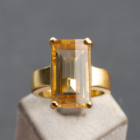 Vintage Ring mit Citrin, Cocktailring, 925 Silber mit 18k Gelbgold plattiert, mishmish Unikatschmuck