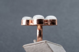 Vintage Ring, Mondstein, 925 Silber, mit 18k Roségold plattiert (20 Milliém), Ringgröße 55, Vintage Ring, mishmish Unikatschmuck, Ring Rotgold, hell gelber Stein, facettiert, München, Vintage Schmuck, nachhaltiger Schmuck, Schmuck upcycling, refurbished 