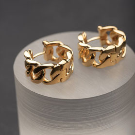 Vintage Ohrringe, Klappcreolen 80er Jahre, komplett aufgearbeitet, 925 Silber mit 18k Gold plattiert, refurbished, mishmish Unikatschmuck