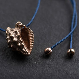 Vintage anhänger Muschel, 925 silber mit 18k rosegold plattiert, Fadenkettchen längenverstellbar bis 80cm, mishmish Unikatschmuck München
