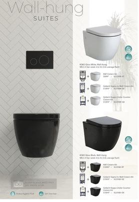 Fienza wall hung toilets, Koko gloss white, Koko gloss black