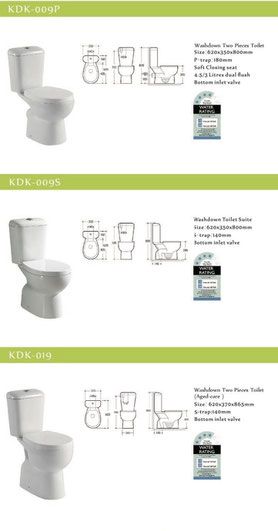 KDK wash down toilet, soft close seat