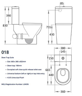 KDK018, skew, skew-trap, skew toilet