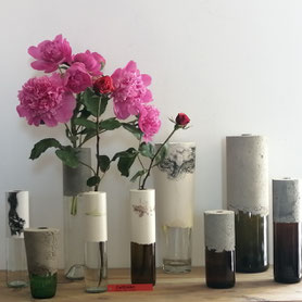 vases béton verre