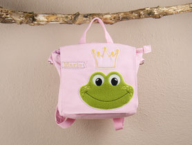 Tasche, Canvas, personalisiert, Frosch, Krone, Kindergarten