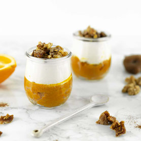 Kürbis-Schichtdessert aus dem Dampfgarer.