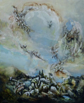 Le jour d'après REborn 4 acrylique sur toile dim 100cmx81cm