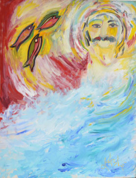 Baba is the Ocean of Love ; Oil painting