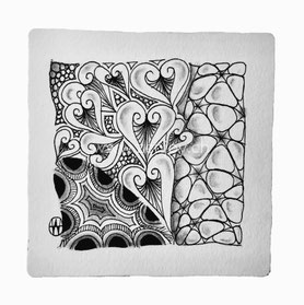 Zentangle Tile by Zenjoy Olluan N'Zeppel Crescent moon