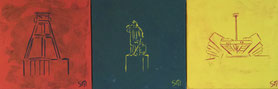 Bundle Bochum, dreiteilig, Rot-Petrol-Gelb, 3 x 40 x 40 cm