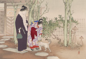 庭　犬　女