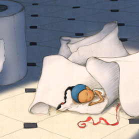 illustration,Timeliot dort dans du papier toilette