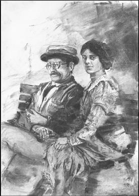 "Sascha und Fanja", Kohle auf Papier, A4, 2019