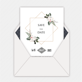 Save the date mariage numérique-Save the date mariage digital-Save the date numérique-pdf numérique-Save the date mariage electronique -Save the date à envoyer par mms-par mail-réseaux sociaux-whatsapp-facebook-messenger-Bouquet champêtre-fleurs-fougère